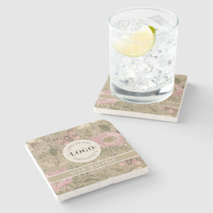 Modern Trendy Wildflower Botanical Floral Monogram Stone Coaster