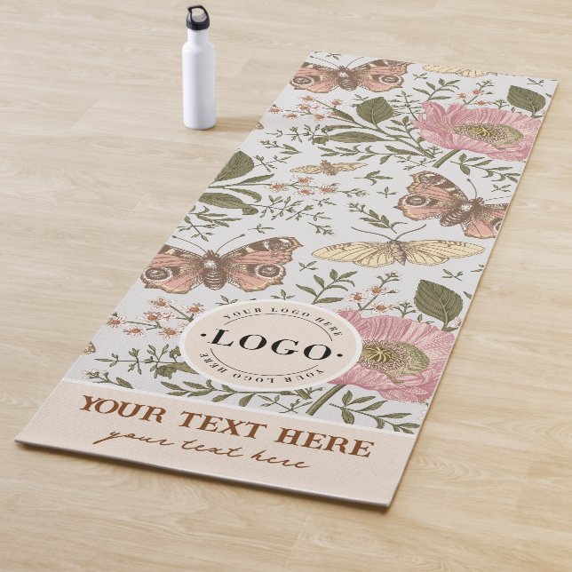 Modern Trendy Wildflower Botanical Floral Monogram Yoga Mat (In Situ)
