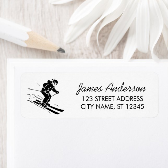 Modern Trendy Winter Ski Skiing  Return Address    Label (Insitu)