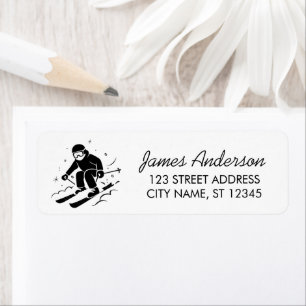 Modern Trendy Winter Ski Skiing  Return Address    Return Address Label