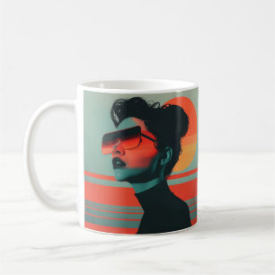 Modern Trendy Woman Retro Sunset Coffee Mug