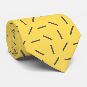 Modern trendy yellow grey line pattern men tie