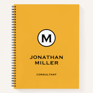 Modern Trendy Yellow Monogram Notebook