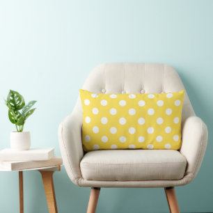 Modern Trendy Yellow Polka Dots Cute Lumbar Cushion