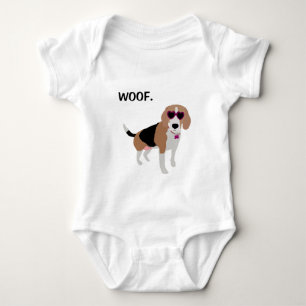 Modern tri-colour beagle dog baby bodysuit