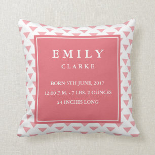 Modern Triangle Baby Birth Announcement Pillow