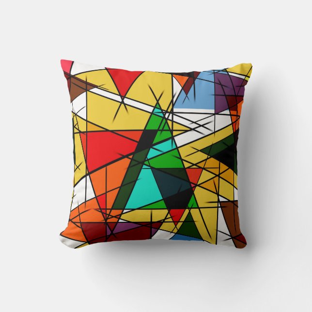 Modern Triangle Colorful Geometric  Cushion (Front)