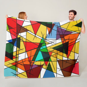 Modern Triangle Colorful Geometric Fleece Blanket