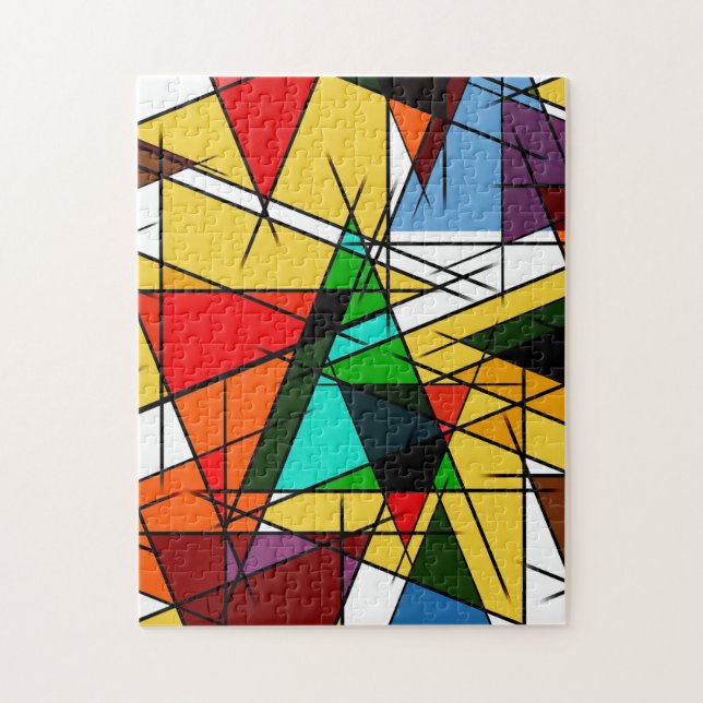 Modern Triangle Colorful Geometric  Jigsaw Puzzle (Vertical)