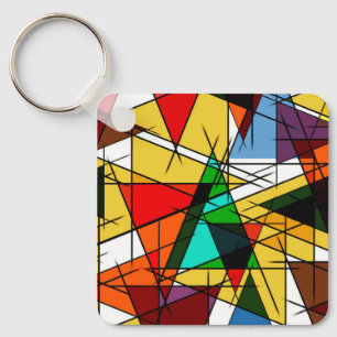Modern Triangle Colorful Geometric Key Ring