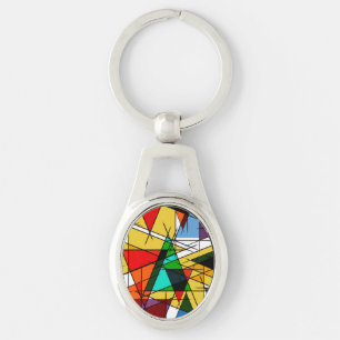 Modern Triangle Colorful Geometric  Key Ring