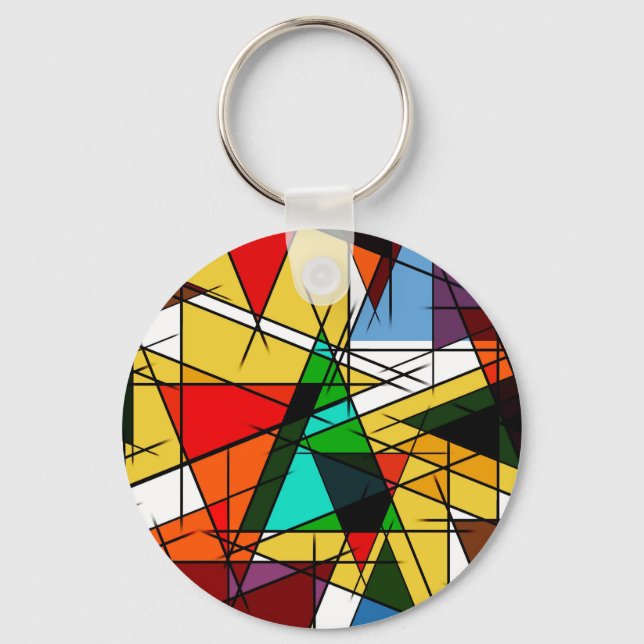 Modern Triangle Colorful Geometric  Key Ring (Front)