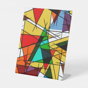 Modern Triangle Colorful Geometric Pedestal Sign