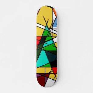 Modern Triangle Colorful Geometric Skateboard