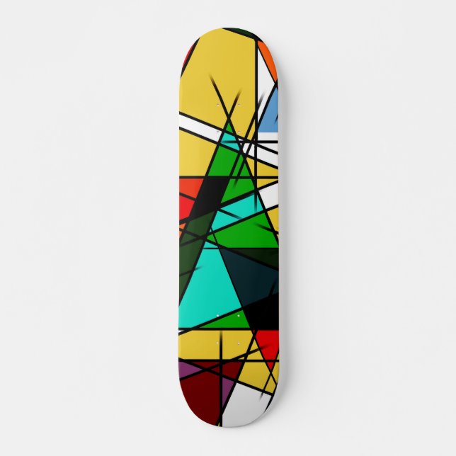 Modern Triangle Colorful Geometric  Skateboard (Front)