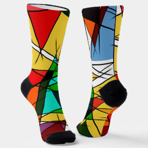 Modern Triangle Colorful Geometric  Socks