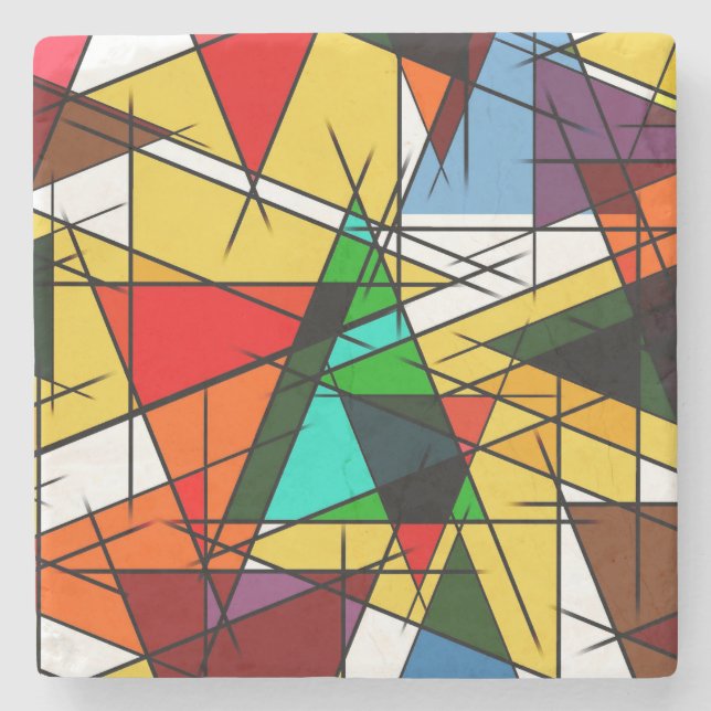 Modern Triangle Colorful Geometric  Stone Coaster (Front)