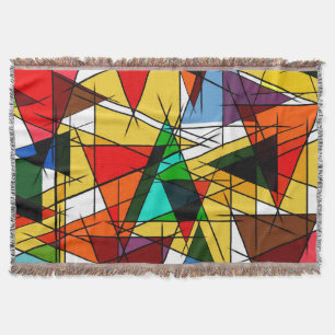 Modern Triangle Colorful Geometric  Throw Blanket