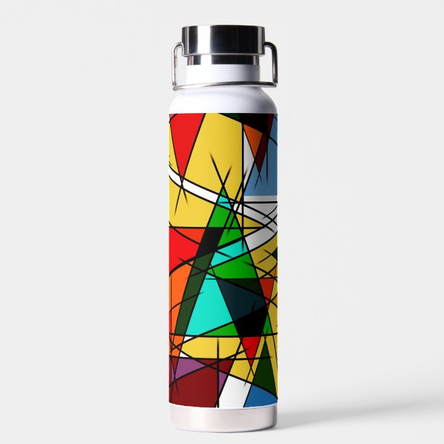 Modern Triangle Colorful Geometric  Water Bottle (Back)