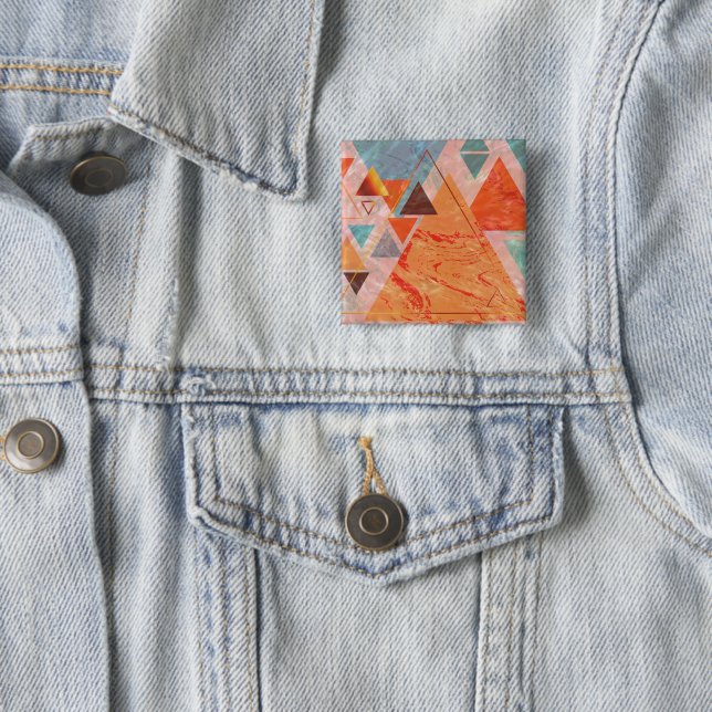 Modern triangle design – artistic geometry  15 cm square badge (In Situ)