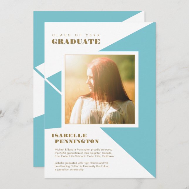 Modern Triangle Graphic Graduation Announcement (Front/Back)