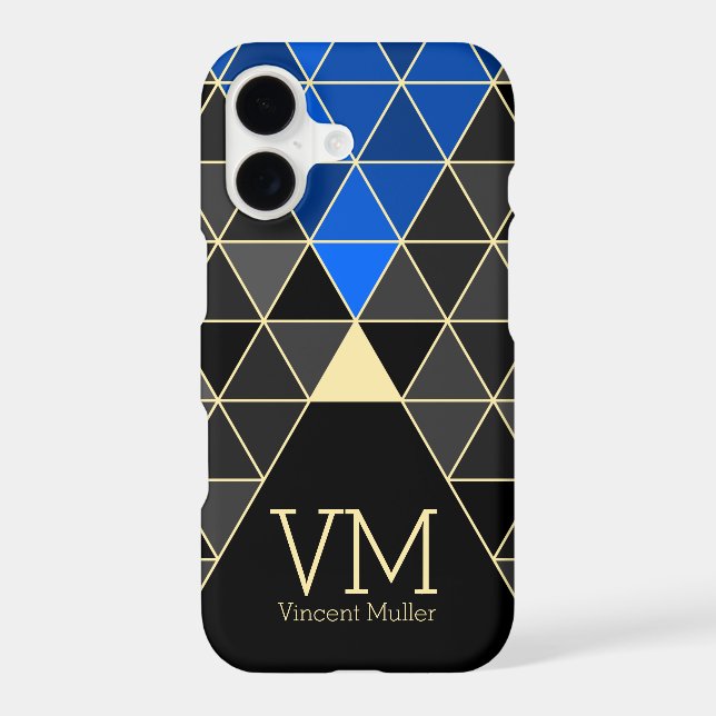 Modern triangle pattern monogrammed blue colour (Back)