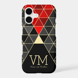 Modern triangle pattern monogrammed red colour