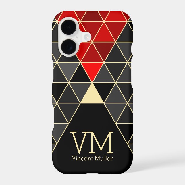 Modern triangle pattern monogrammed red colour (Back)