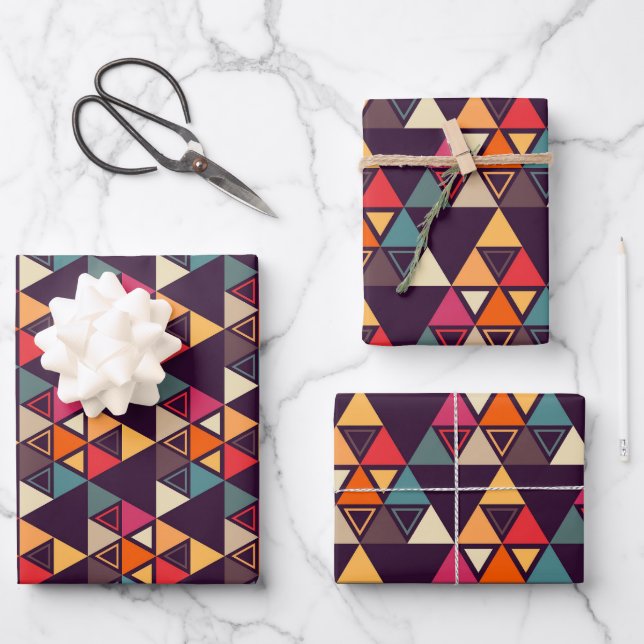 Modern Triangle Quilts Wrapping Paper Sheet (Front)
