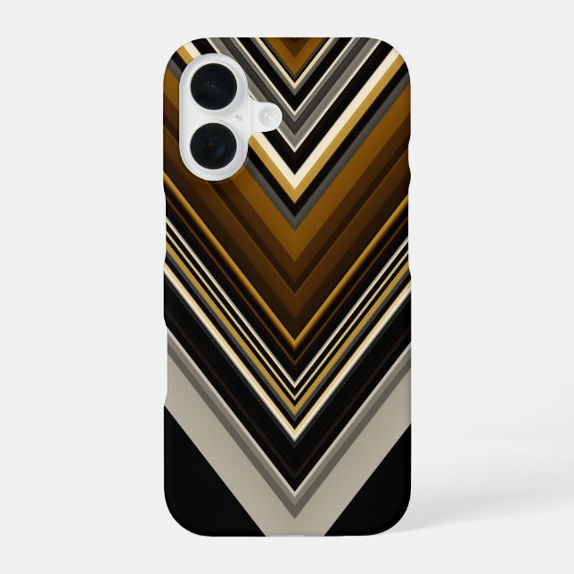 Modern triangles abstract and custom initials iPhone 16 case (Back)
