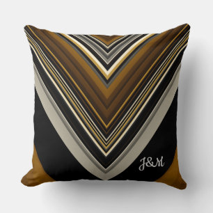Modern triangles abstract and custom monogram cushion