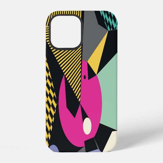 Modern Triangles: Memphis Style Pattern. iPhone Case (Back)