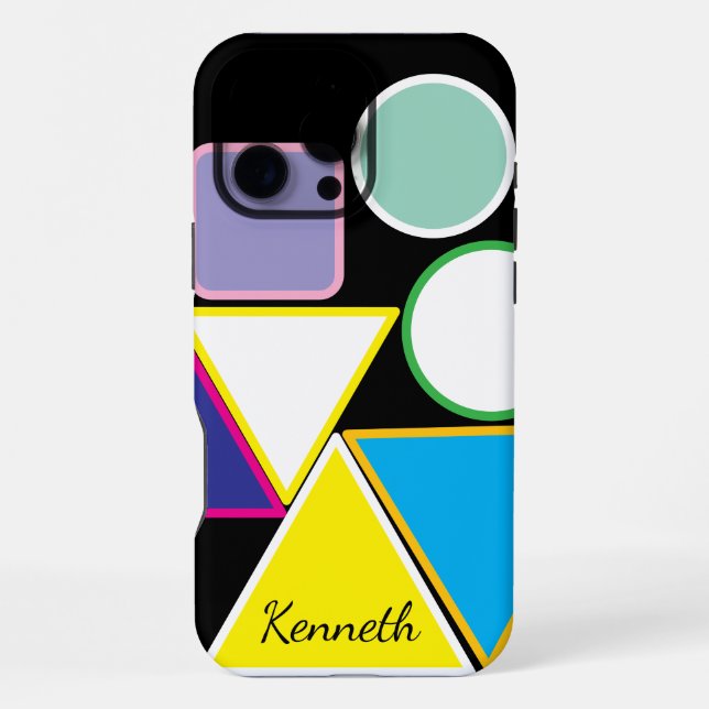 Modern Triangles Vibrant Geometric Patterned  iPhone Case (Back)