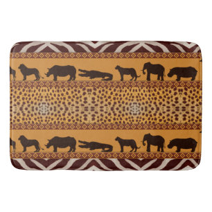 Modern Tribal African Cheetah Pattern Animal Print Bath Mat