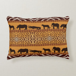 Modern Tribal African Cheetah Pattern Animal Print Decorative Cushion