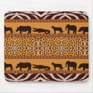 Modern Tribal African Cheetah Pattern Animal Print Mouse Pad