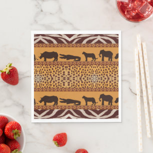 Modern Tribal African Cheetah Pattern Animal Print Napkin