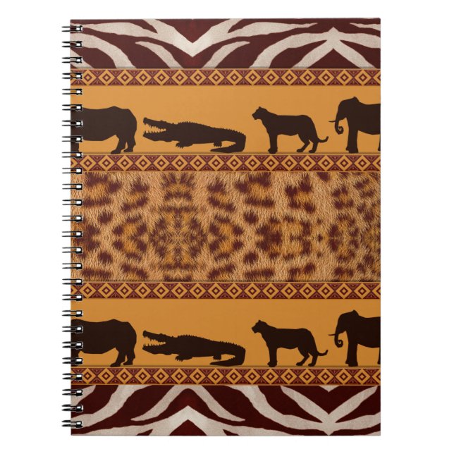 Modern Tribal African Jaguar Pattern Animal Print Notebook (Front)