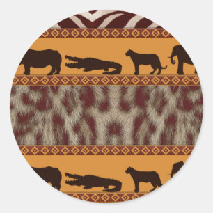 Modern Tribal African Snow Leopard Animal Print Classic Round Sticker