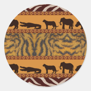 Modern Tribal African Tiger Pattern Animal Print Classic Round Sticker