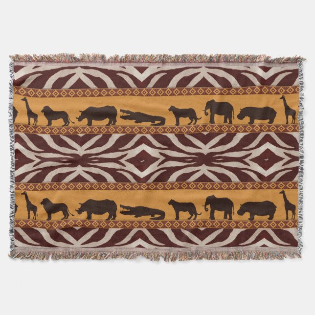 Modern Tribal African Zebra Pattern Animal Print Throw Blanket (Front)