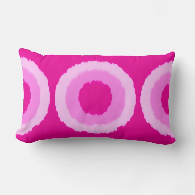 Modern tribal batik circles - fuchsia pink lumbar cushion (Front)