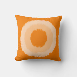 Modern tribal batik circles - Mandarin orange Cushion