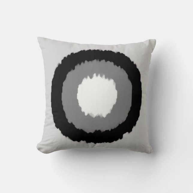 Modern tribal batik circles - shades of grey cushion (Front)