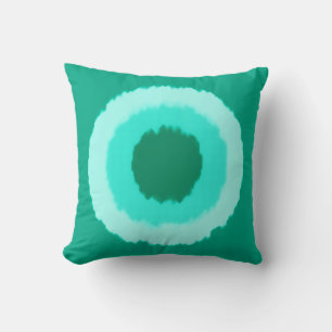 Modern tribal batik circles - turquoise and aqua cushion