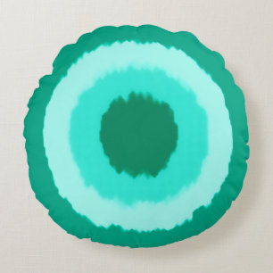 Modern tribal batik circles - turquoise and aqua round cushion