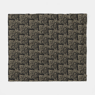 Modern tribal black and tan Rug Fleece Blanket