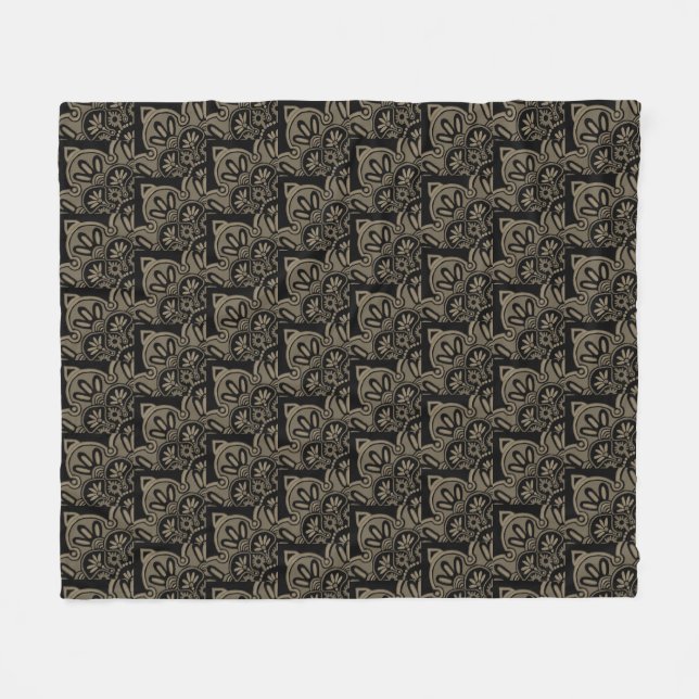 Modern tribal black and tan Rug Fleece Blanket (Front (Horizontal))