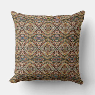 Modern Tribal Diamond Tile Abstract Earthy Cushion
