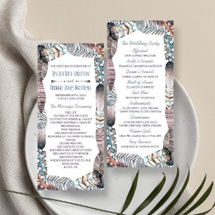 Modern Tribal Feathers Bohemian Wedding Program Rack Card